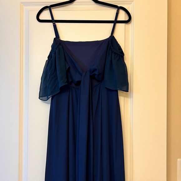 Show Me Your Mumu - Lauren Tie Maxi Dress in Rich Navy Crisp, Size L - Picture 11 of 14